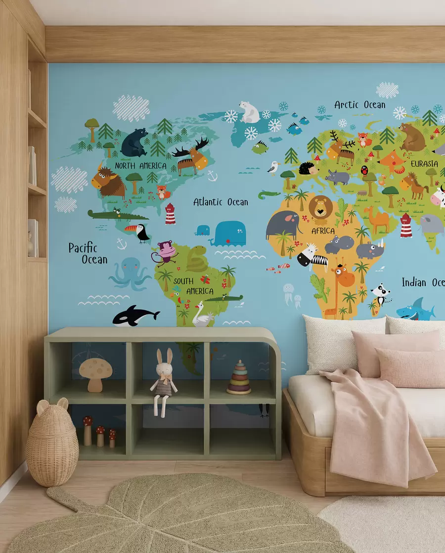 murales de pared Mapa, mundo e línea u16689
