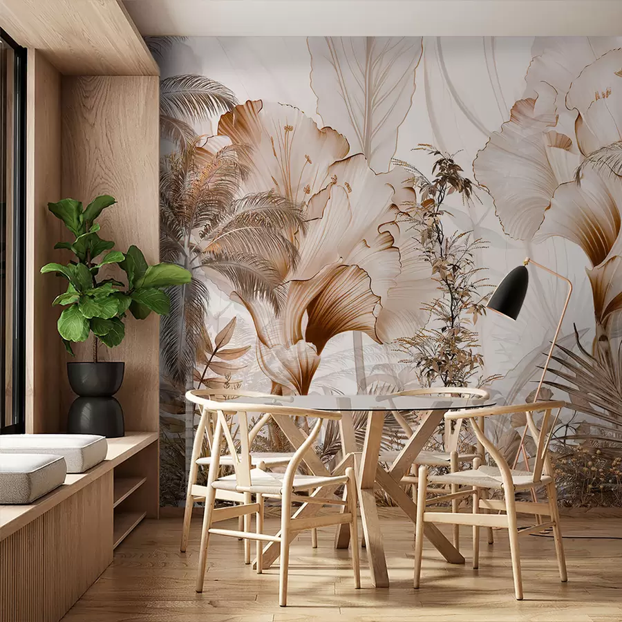 murales de pared Árboles y hojas tropicales en un bosque brumoso u96478