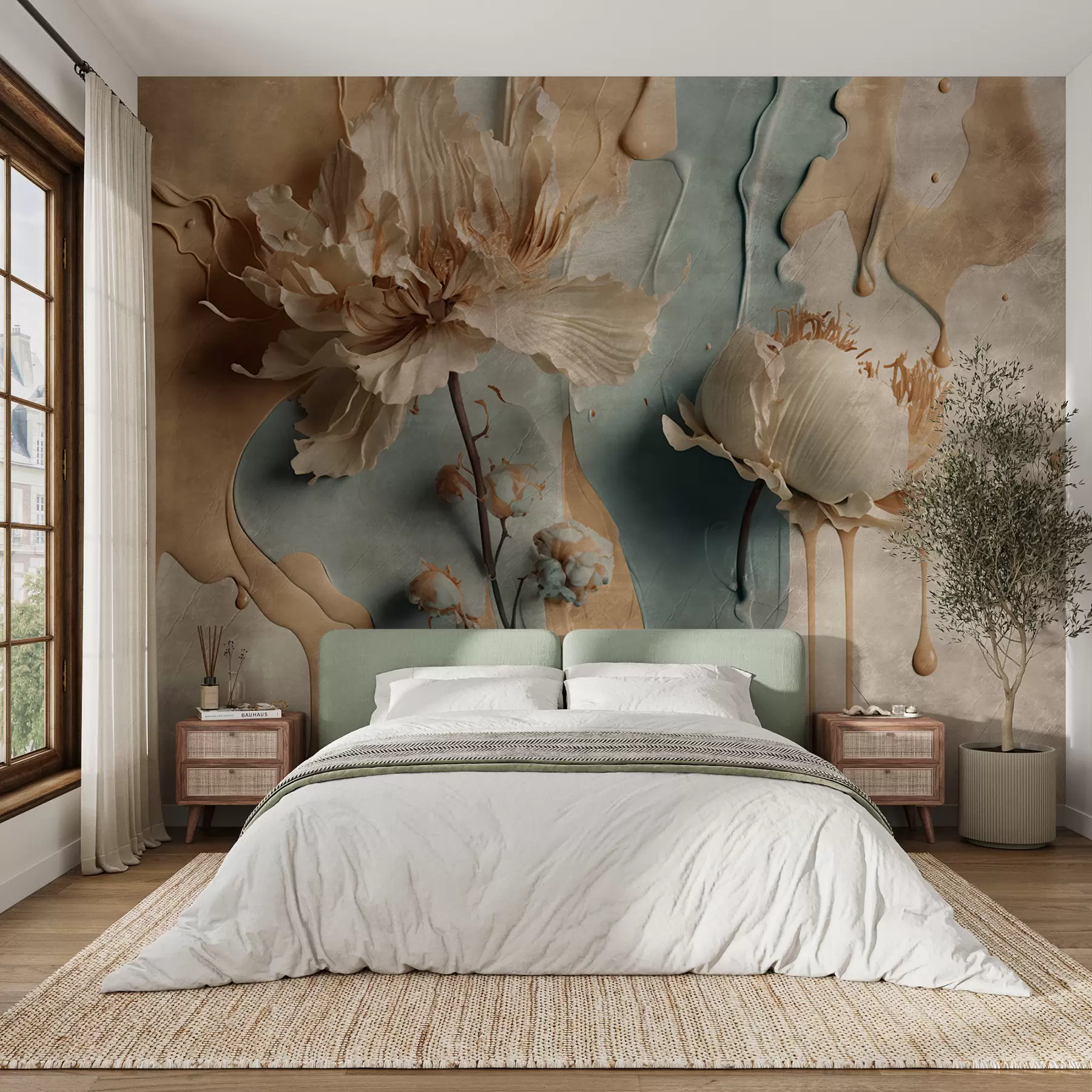 murales de pared Flores y rayas de pintura u95662