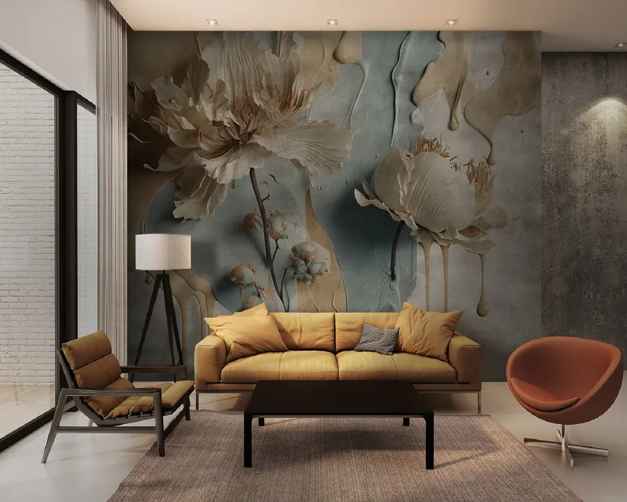 murales de pared Flores y rayas de pintura u95662