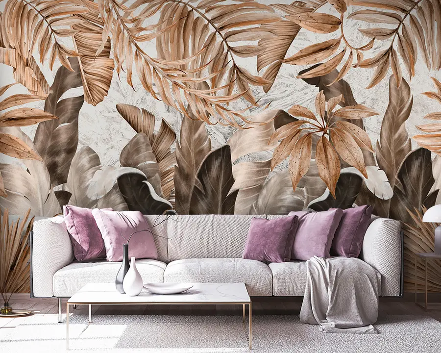murales de pared Hojas tropicales en estilo loft u95674
