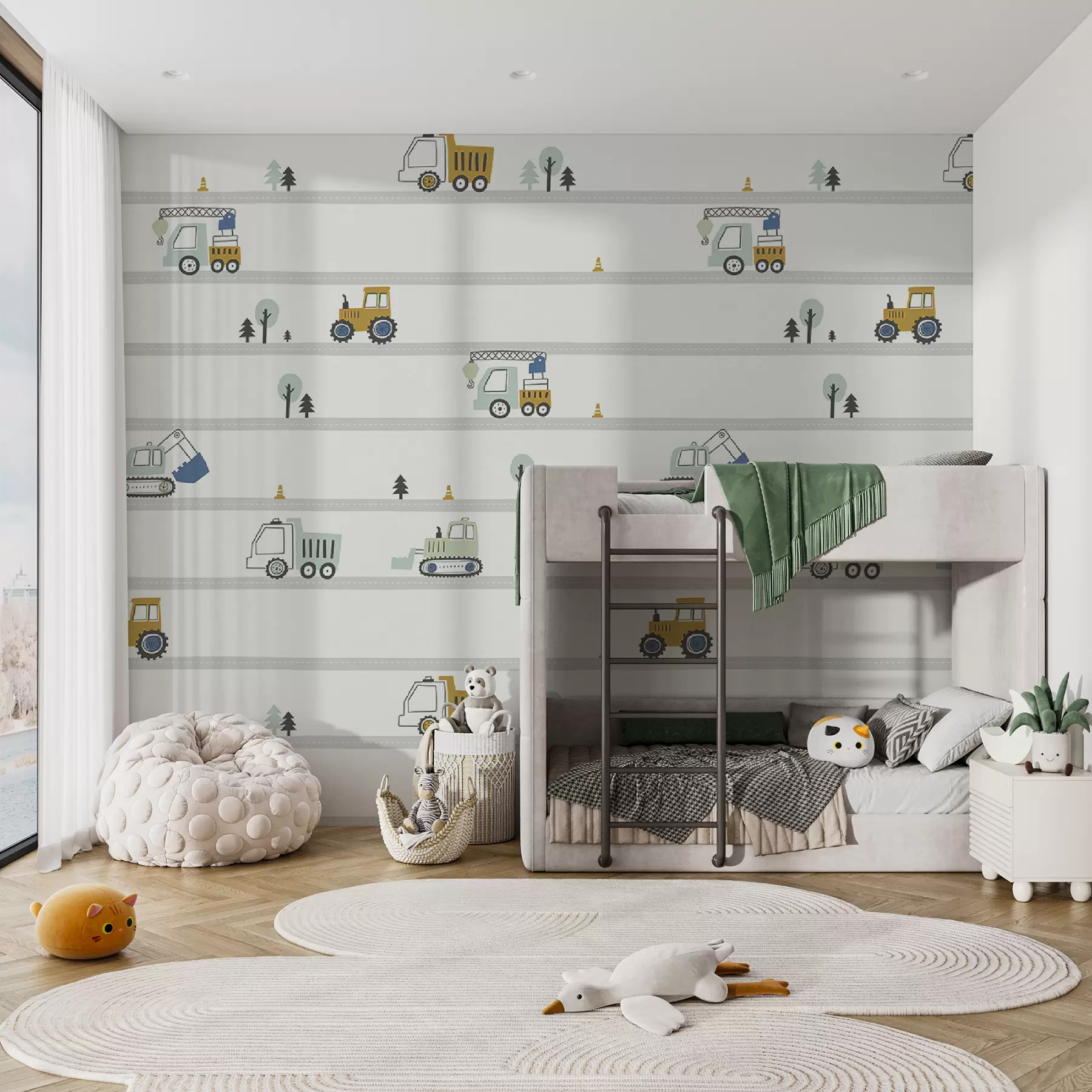 murales de pared Camión, tractor, grúa de carga, bulldozer, excavadora u96465