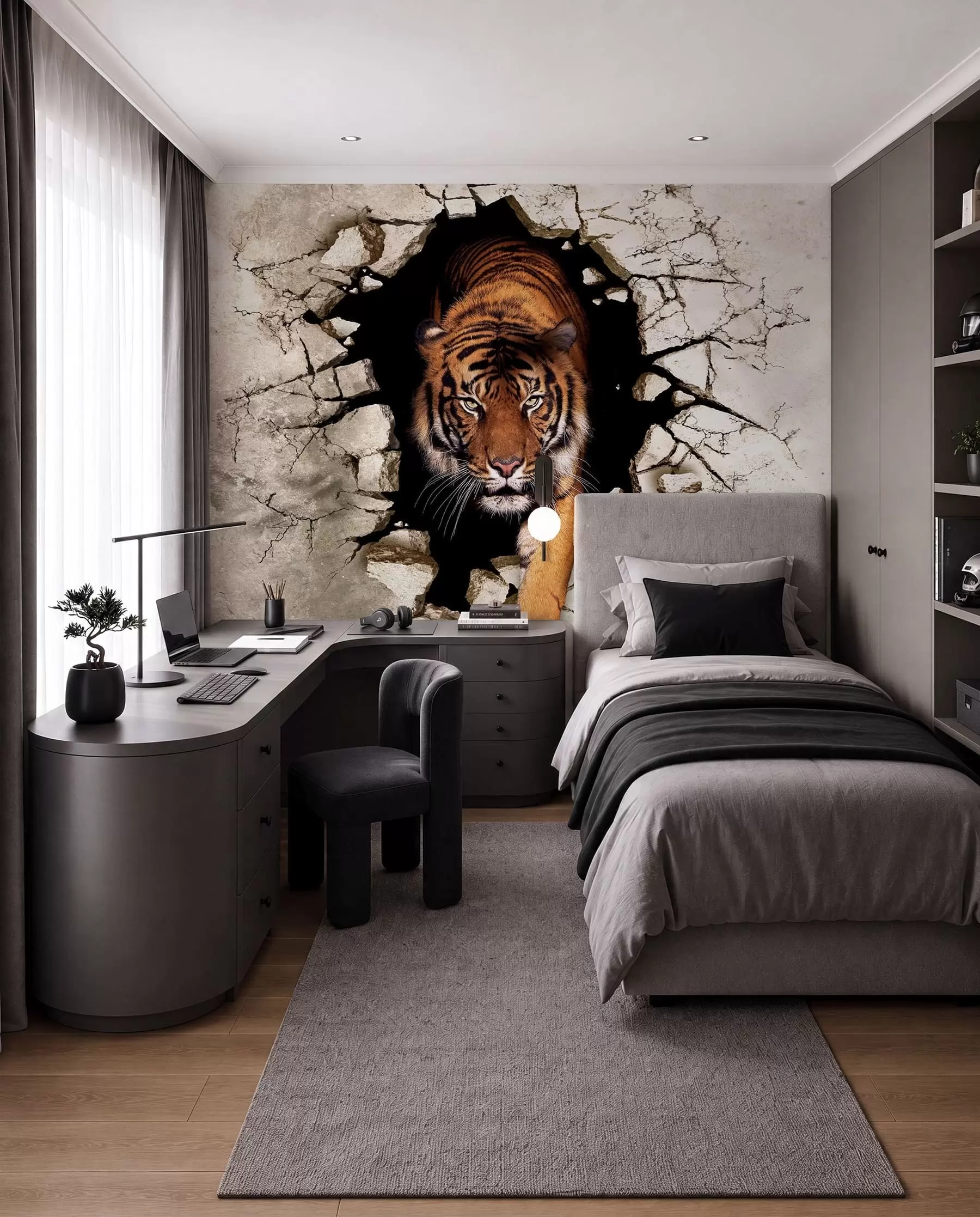 murales de pared Tigre atravesando el muro u97031
