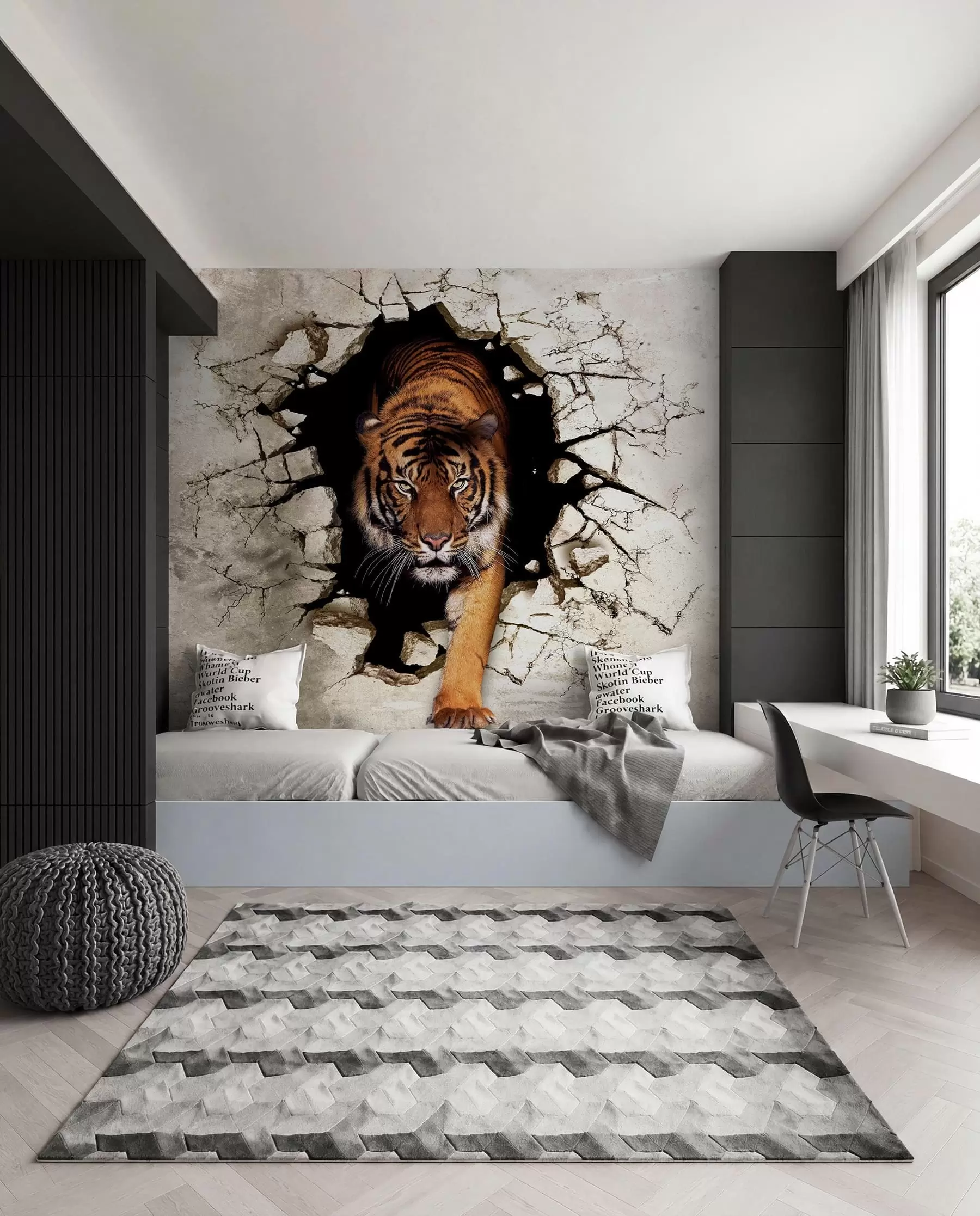murales de pared tigre 3D u97031