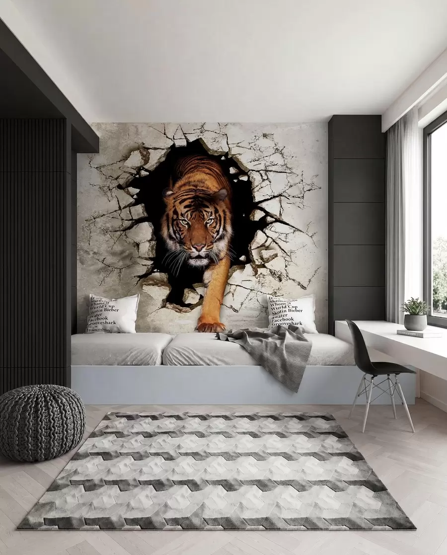 murales de pared Tigre atravesando el muro u97031