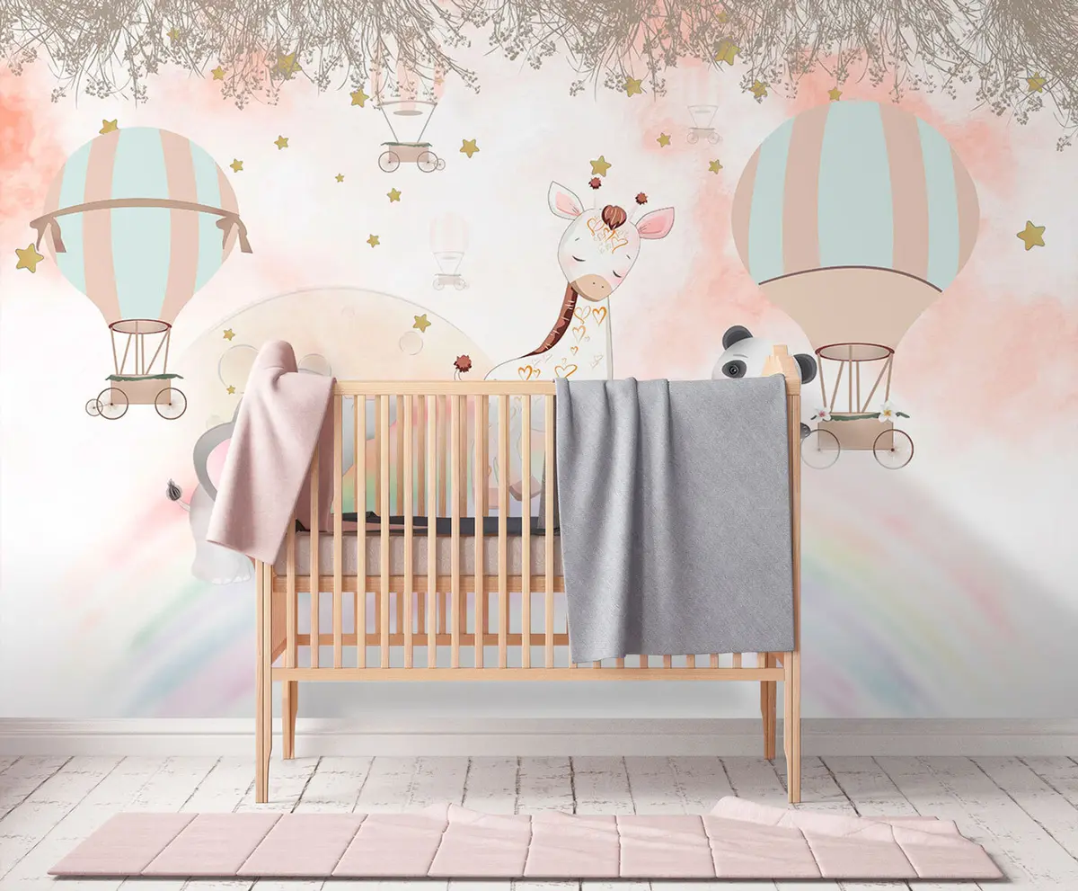 murales de pared Diseño de papel pintado con simpáticos animales para habitación infantil u97008
