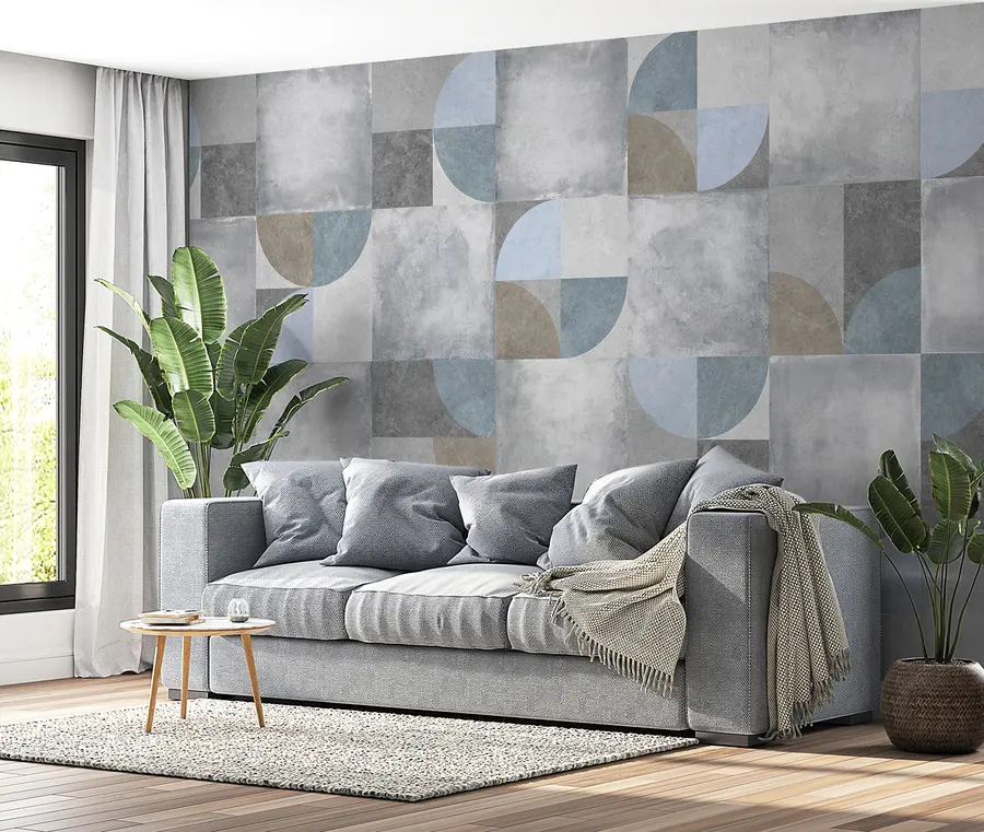 murales de pared Patrón geométrico abstracto con fondo de textura de cemento u97268