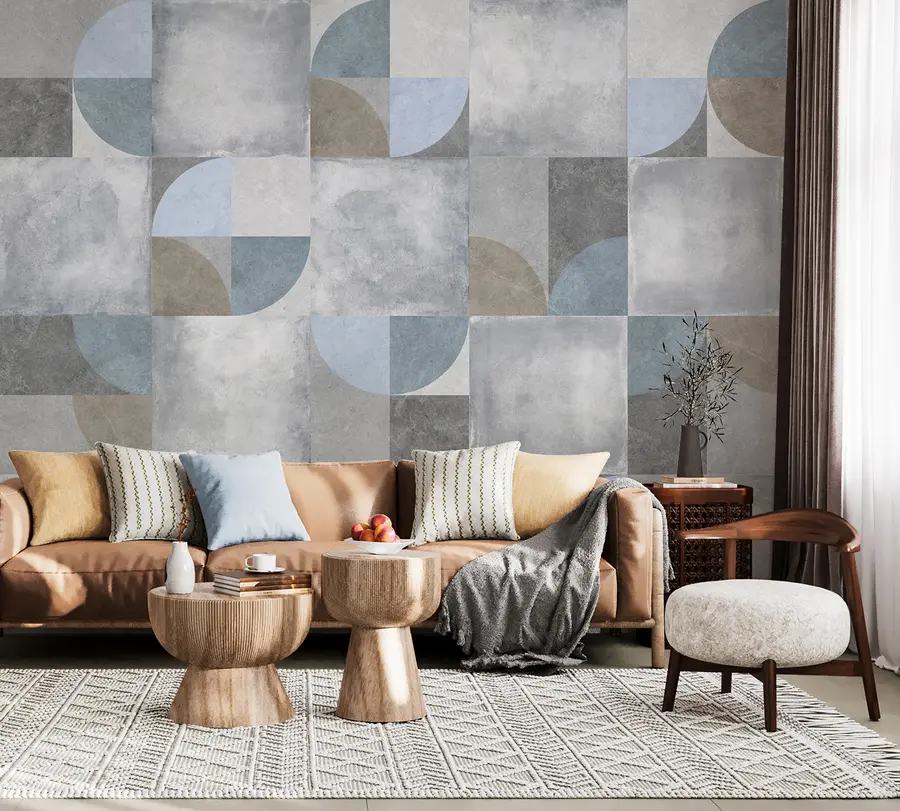 murales de pared Patrón geométrico abstracto con fondo de textura de cemento u97268