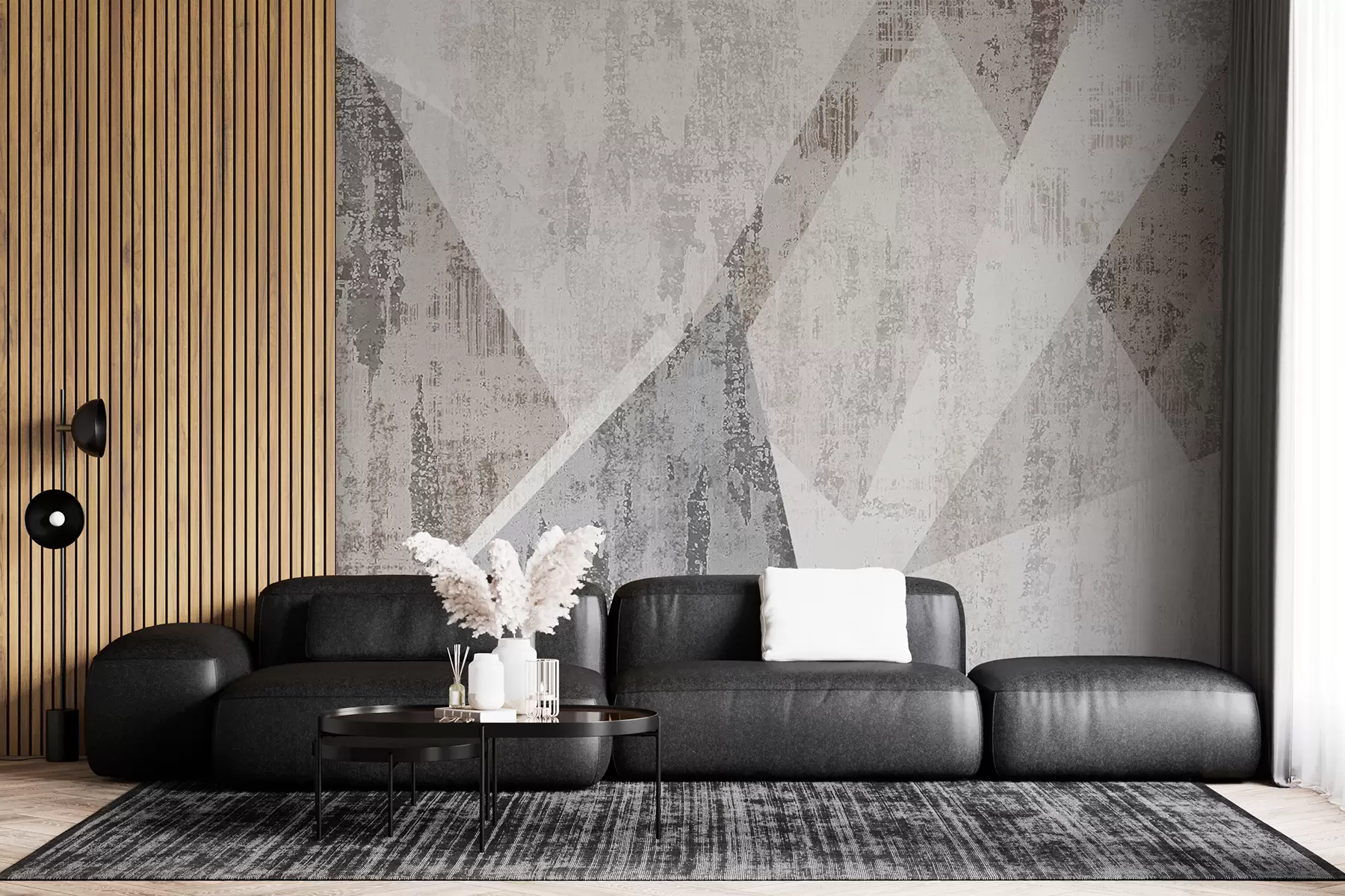 murales de pared Formas geométricas modernas de triángulos al estilo de loft grunge u97203