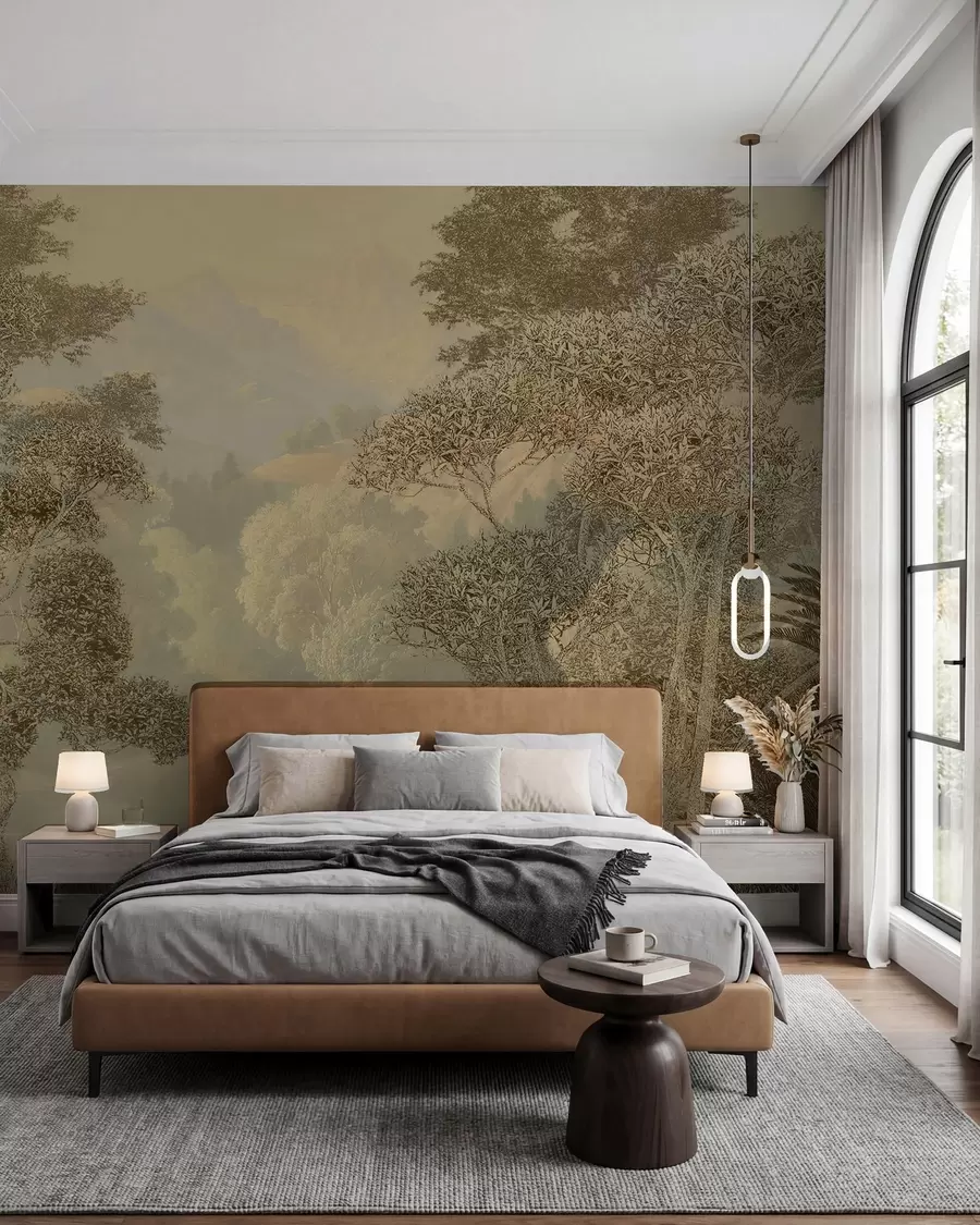 murales de pared Bosque tropical en tonos marrones u97403