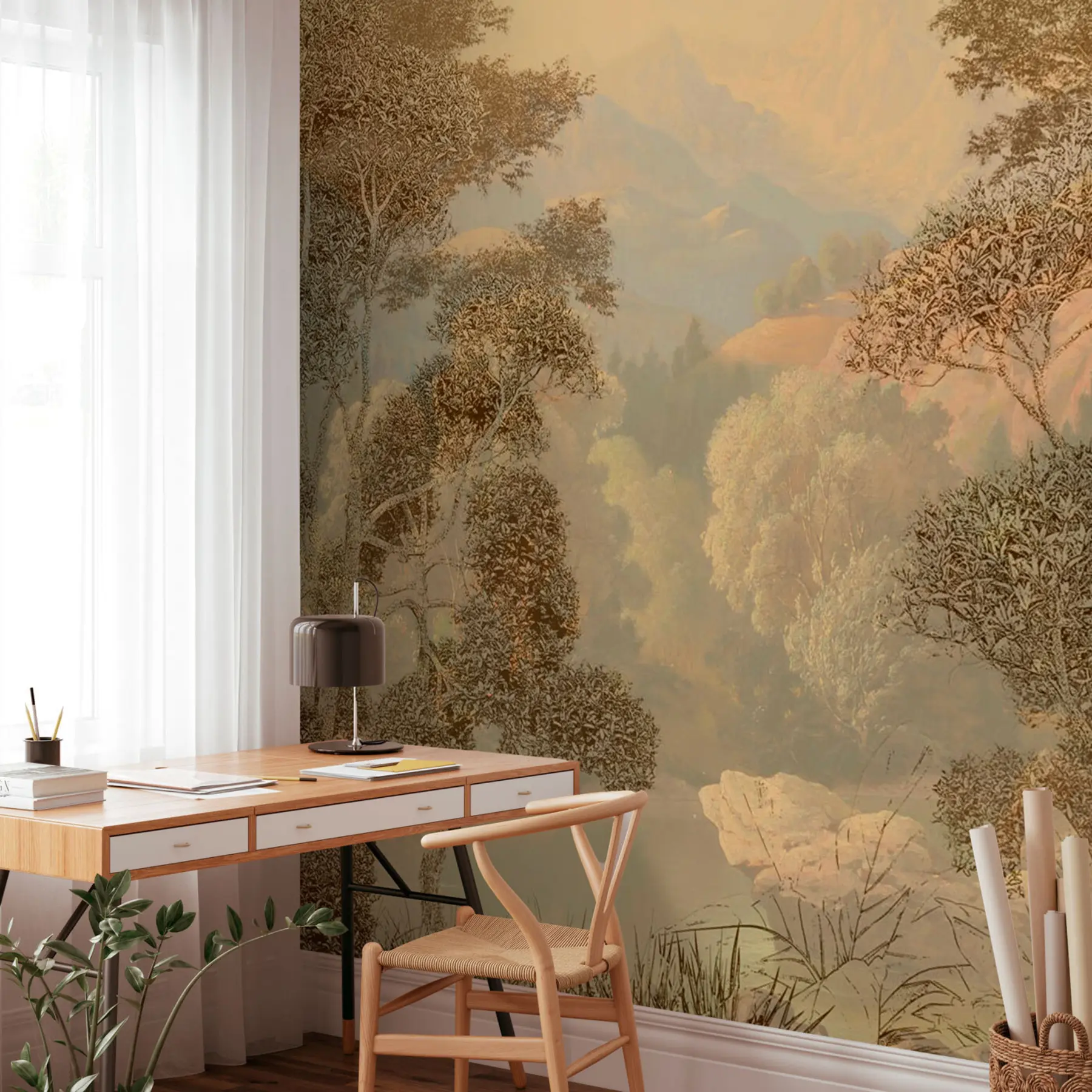 murales de pared Bosque tropical en tonos marrones u97403
