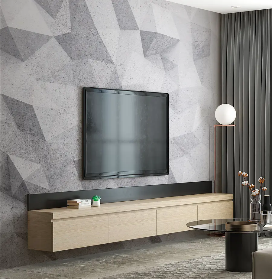 murales de pared Loft grunge de polígonos 3D abstractos u97336