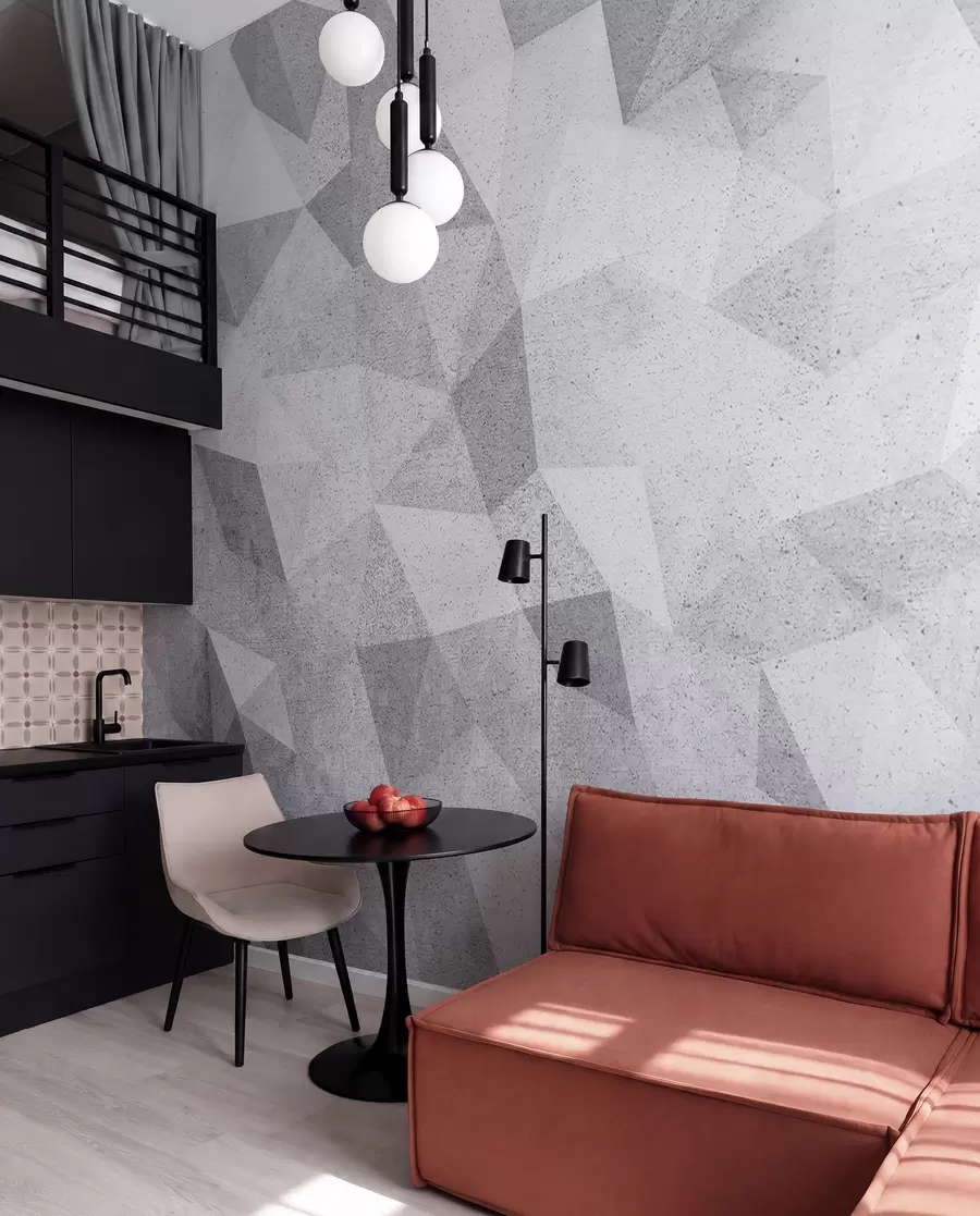 murales de pared Loft grunge de polígonos 3D abstractos u97336