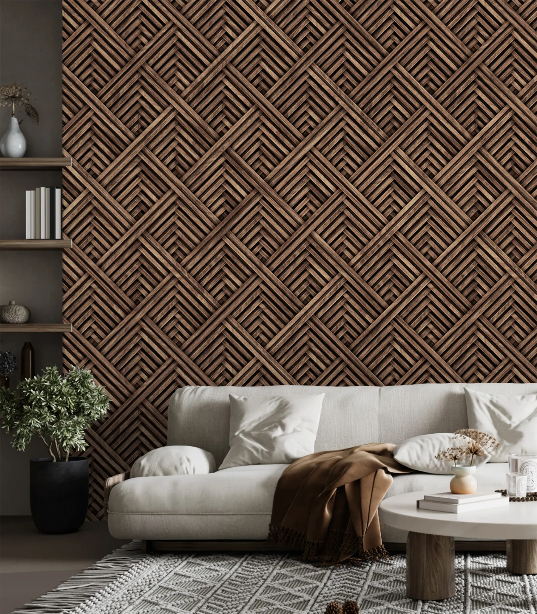 murales de pared Patrón de madera geométrico u97483