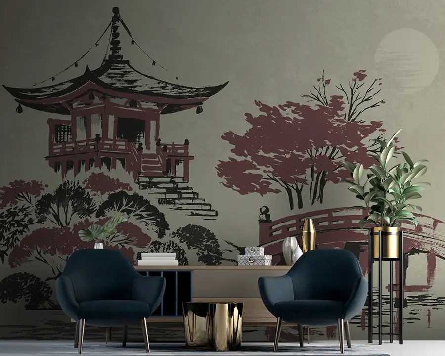 murales de pared Paisaje otoñal en Kioto u97635