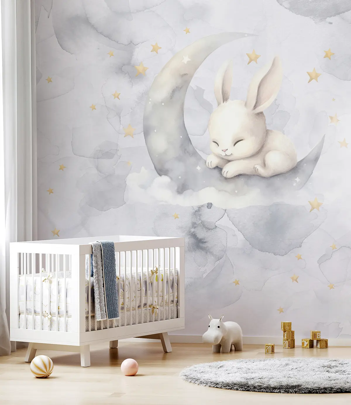murales de pared Conejito dormido en acuarela u97739