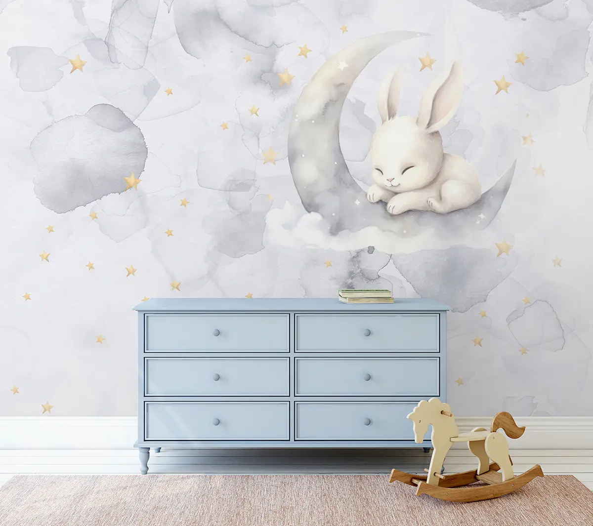 murales de pared Conejito dormido en acuarela u97739
