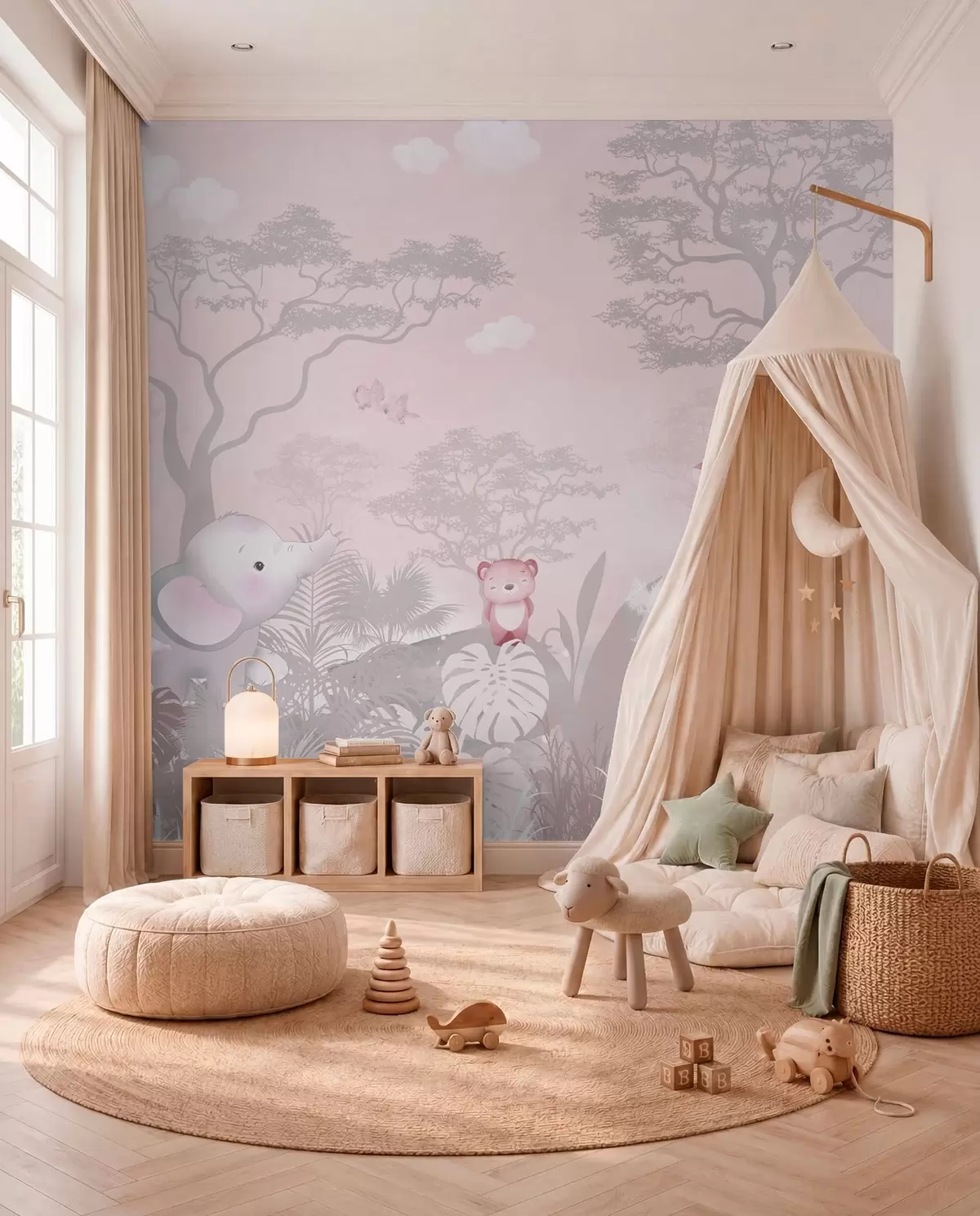 murales de pared Pequeño safari en rosa palo u73878v3
