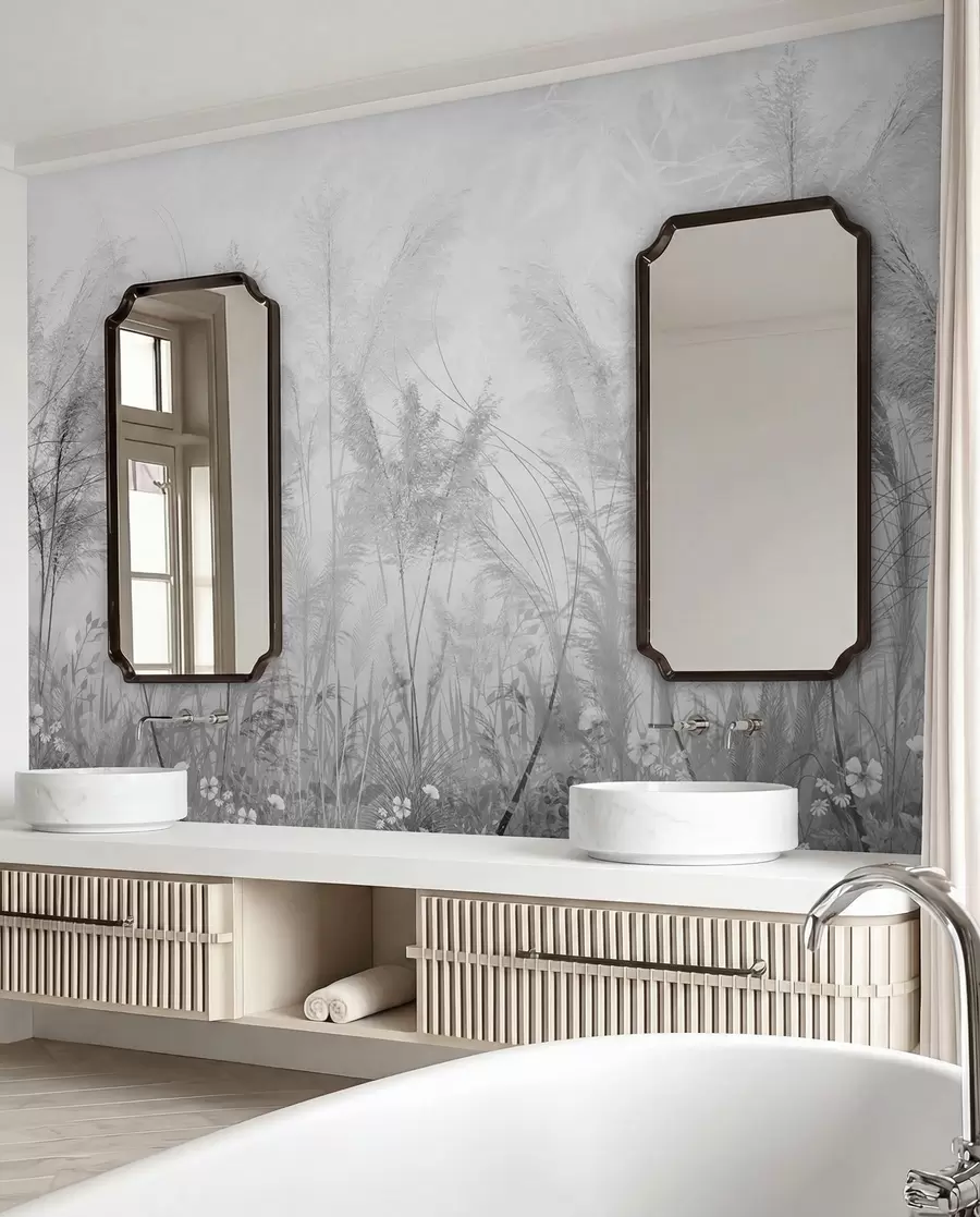 murales de pared Plantas altas en colores pastel en tonos grises u93903v4