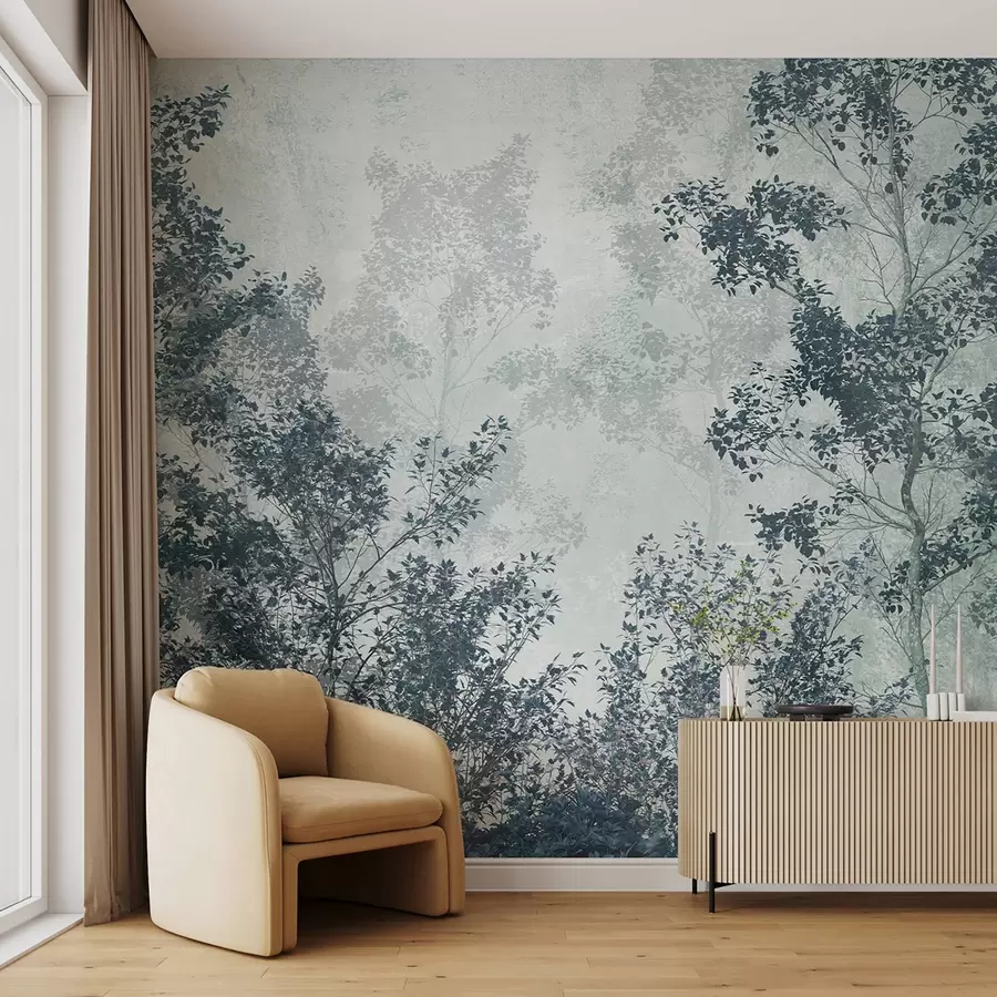 murales de pared Árboles verdes en tonos azules u78594v2