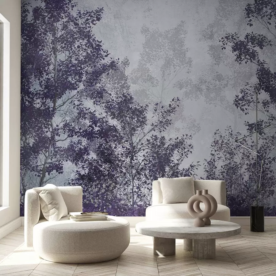 murales de pared Árboles verdes en tonos morados u78594v3