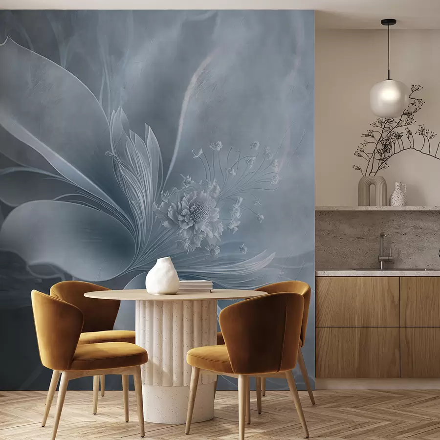 murales de pared Una flor muy delicada en tonos azules u93944v1