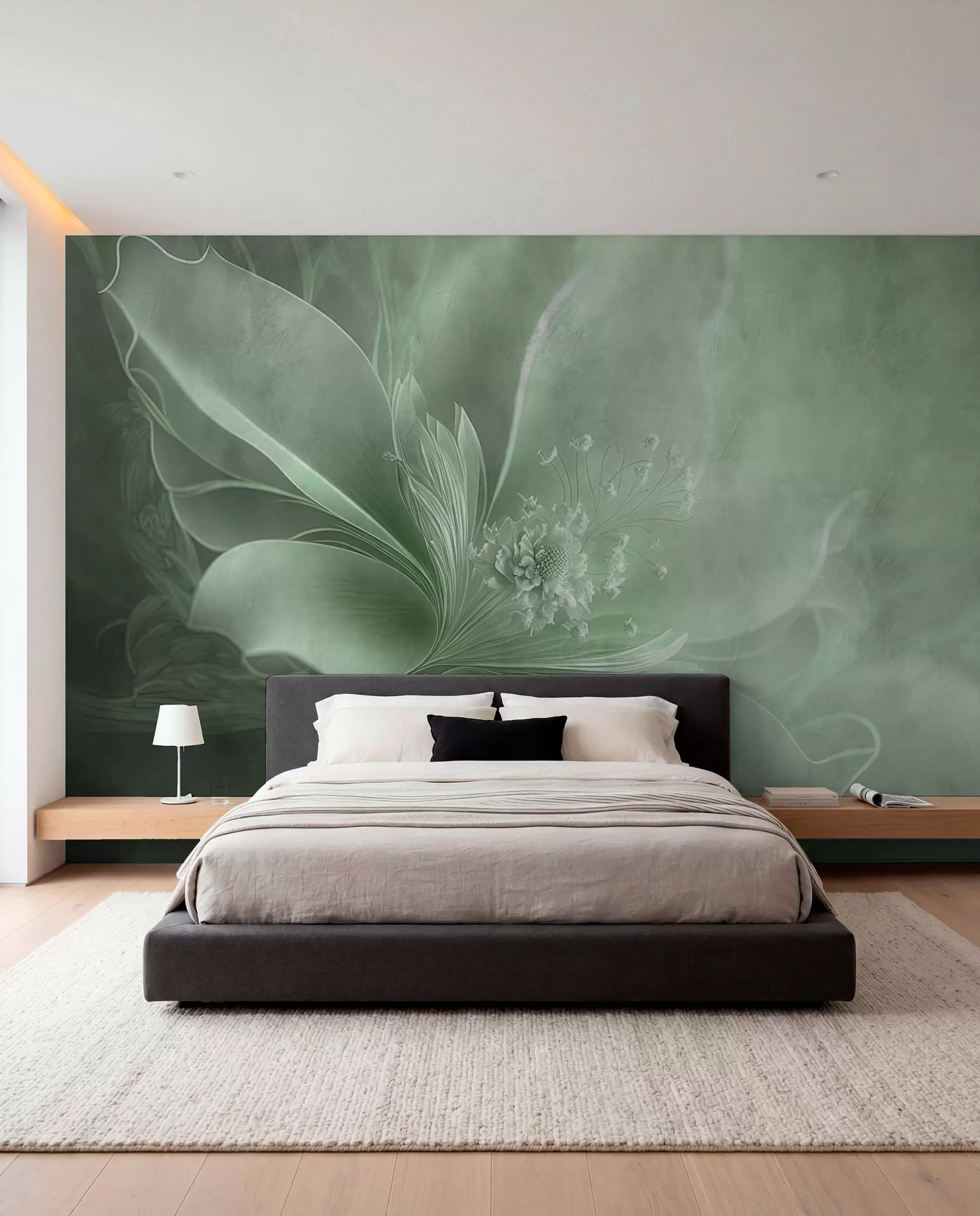 murales de pared Una flor muy delicada en tonos verdes u93944v3