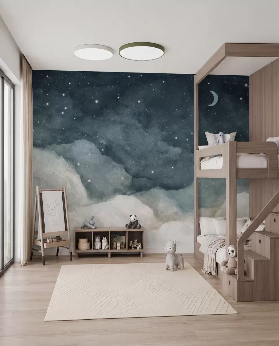 murales de pared Luna sobre nubes petróleo u96076v2