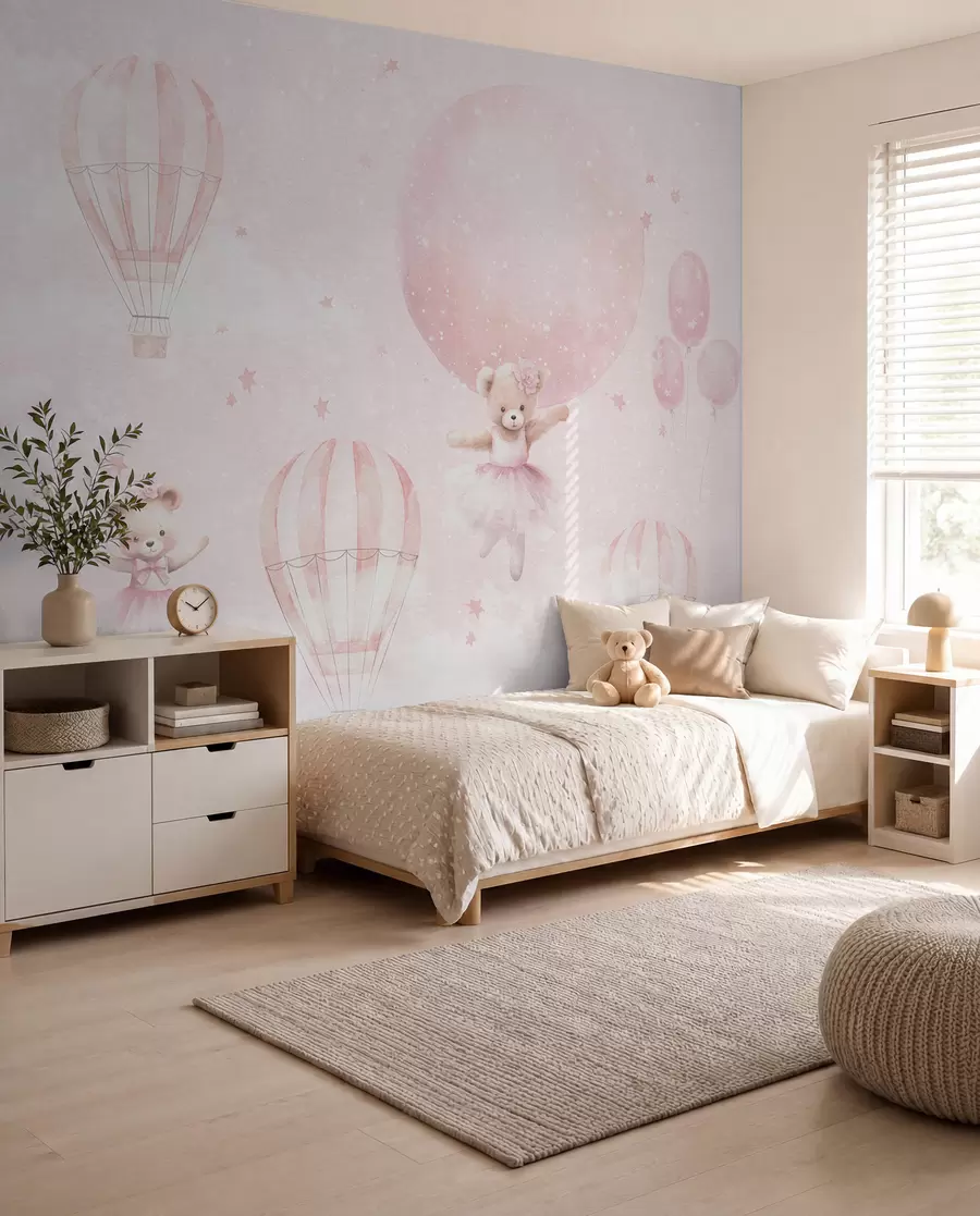 murales de pared Ositos y globos rosas u97954