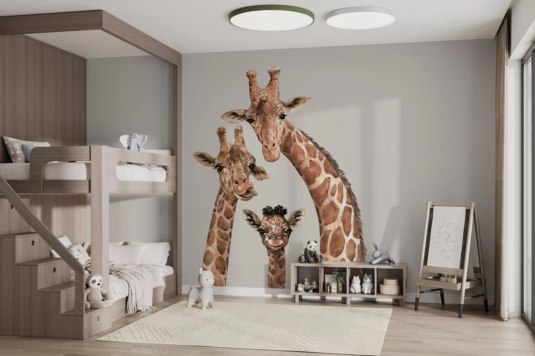 murales de pared Una alegre familia de jirafas u98525