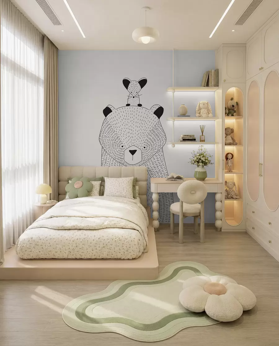 murales de pared Un osito de peluche con un ratón u98483