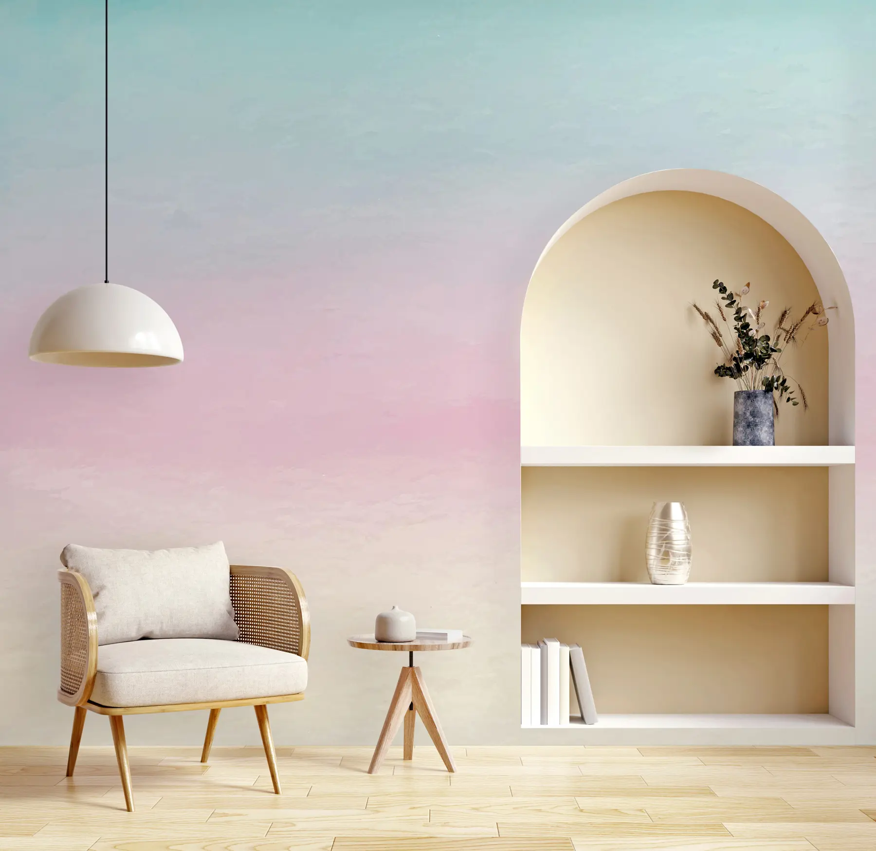 murales de pared Ombre en estilo rosa y azul u98238