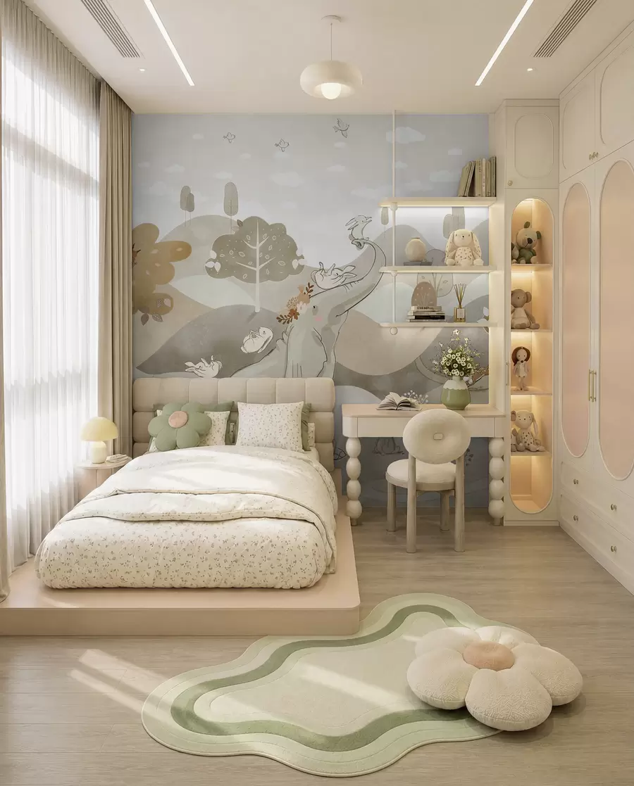 murales de pared Paisaje con simpáticos animales u98695