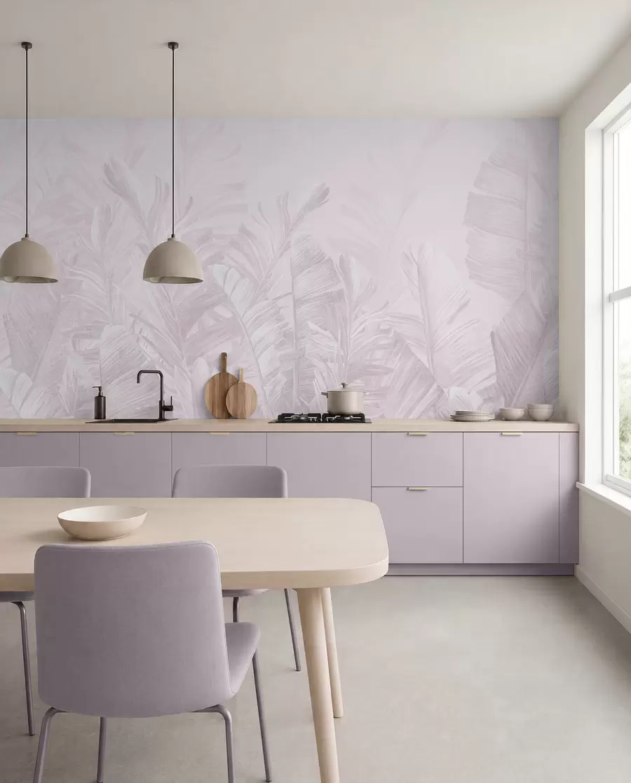 murales de pared Hojas rosa tropical de moda u98951v1
