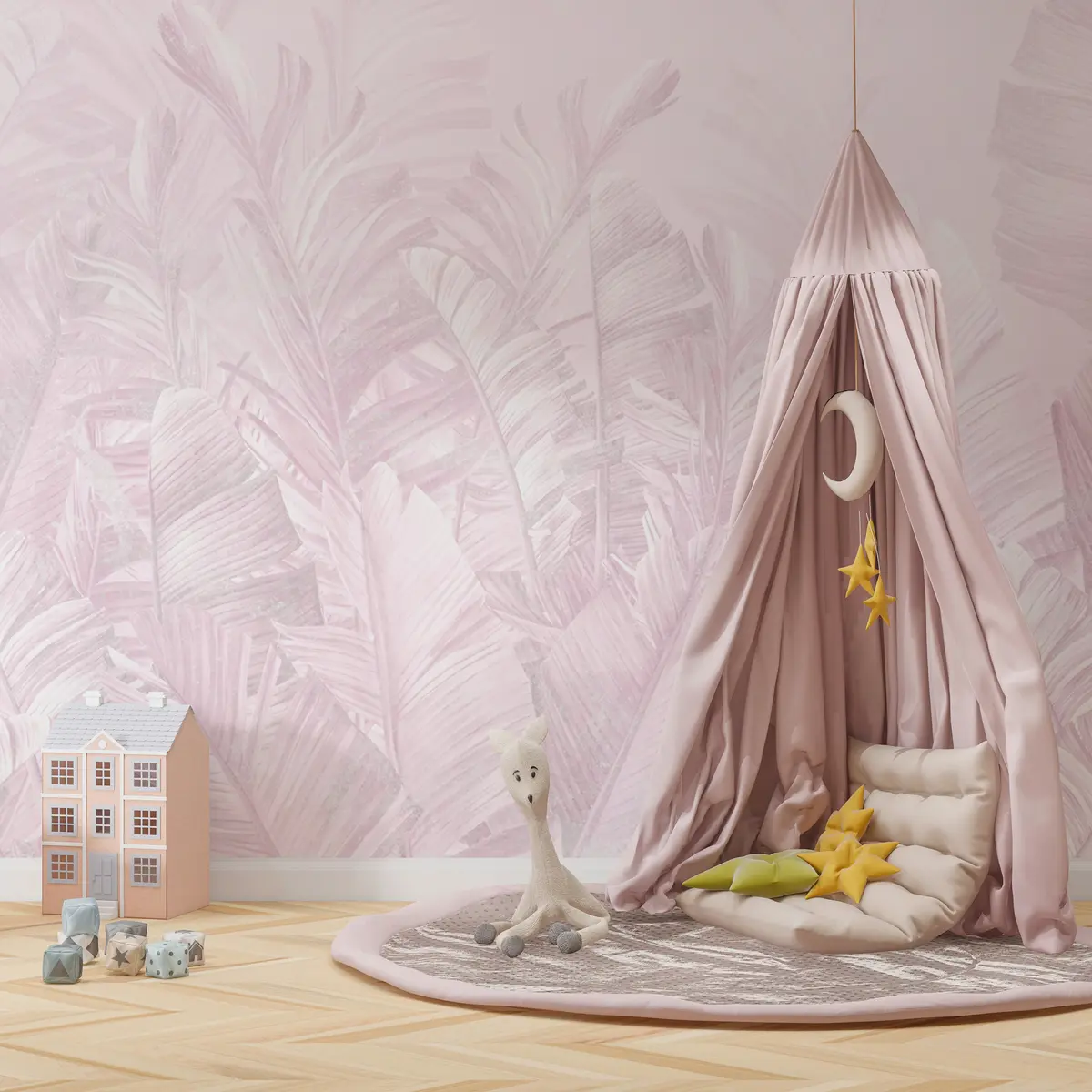 murales de pared Encaje tropical rosa u98951v1