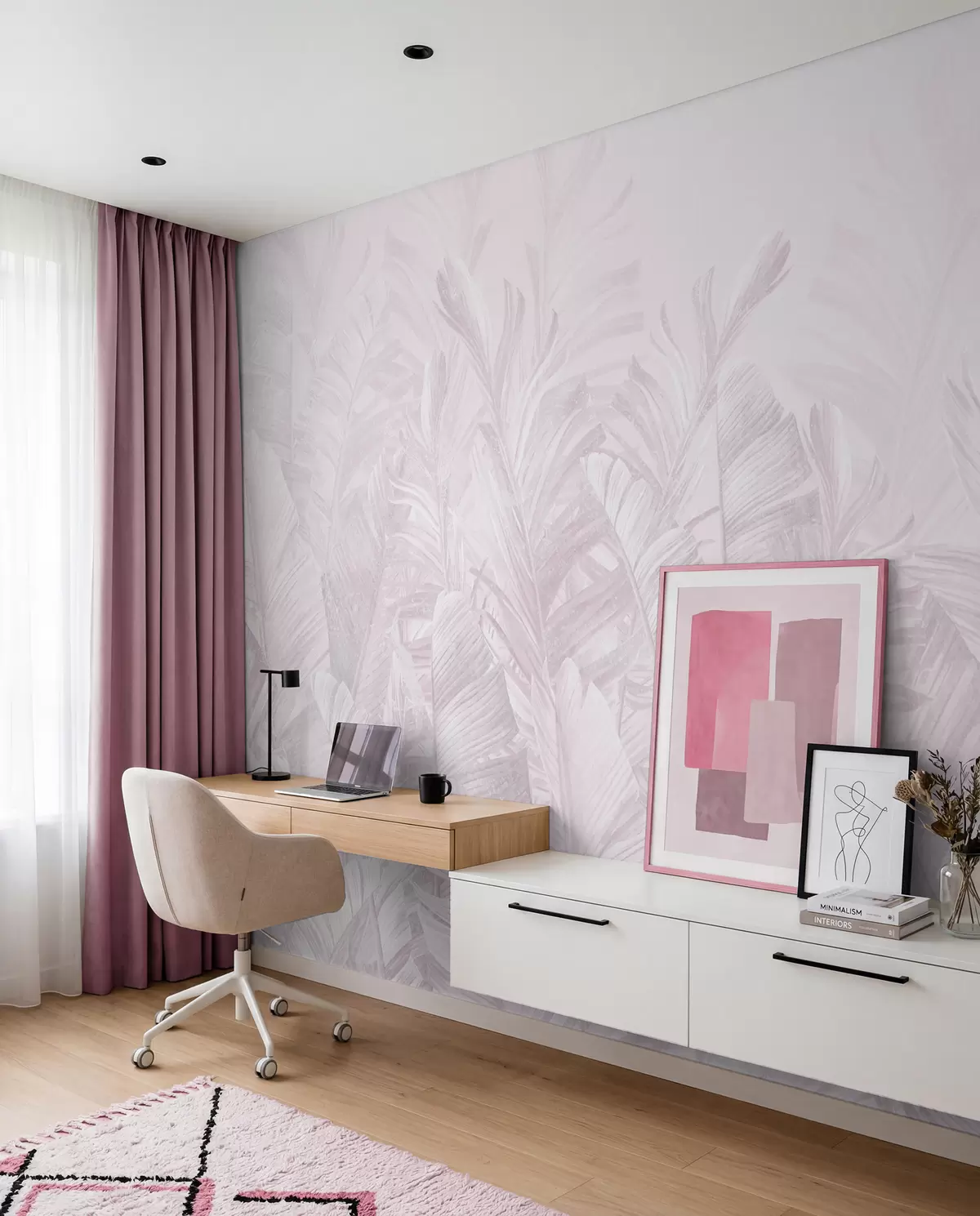 murales de pared Encaje tropical rosa u98951v1