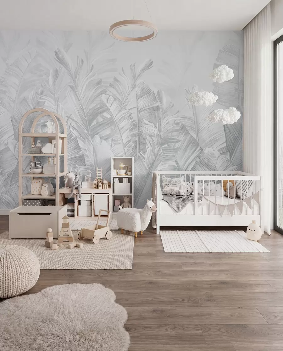 murales de pared Encaje tropical — Gris plata u98951v2