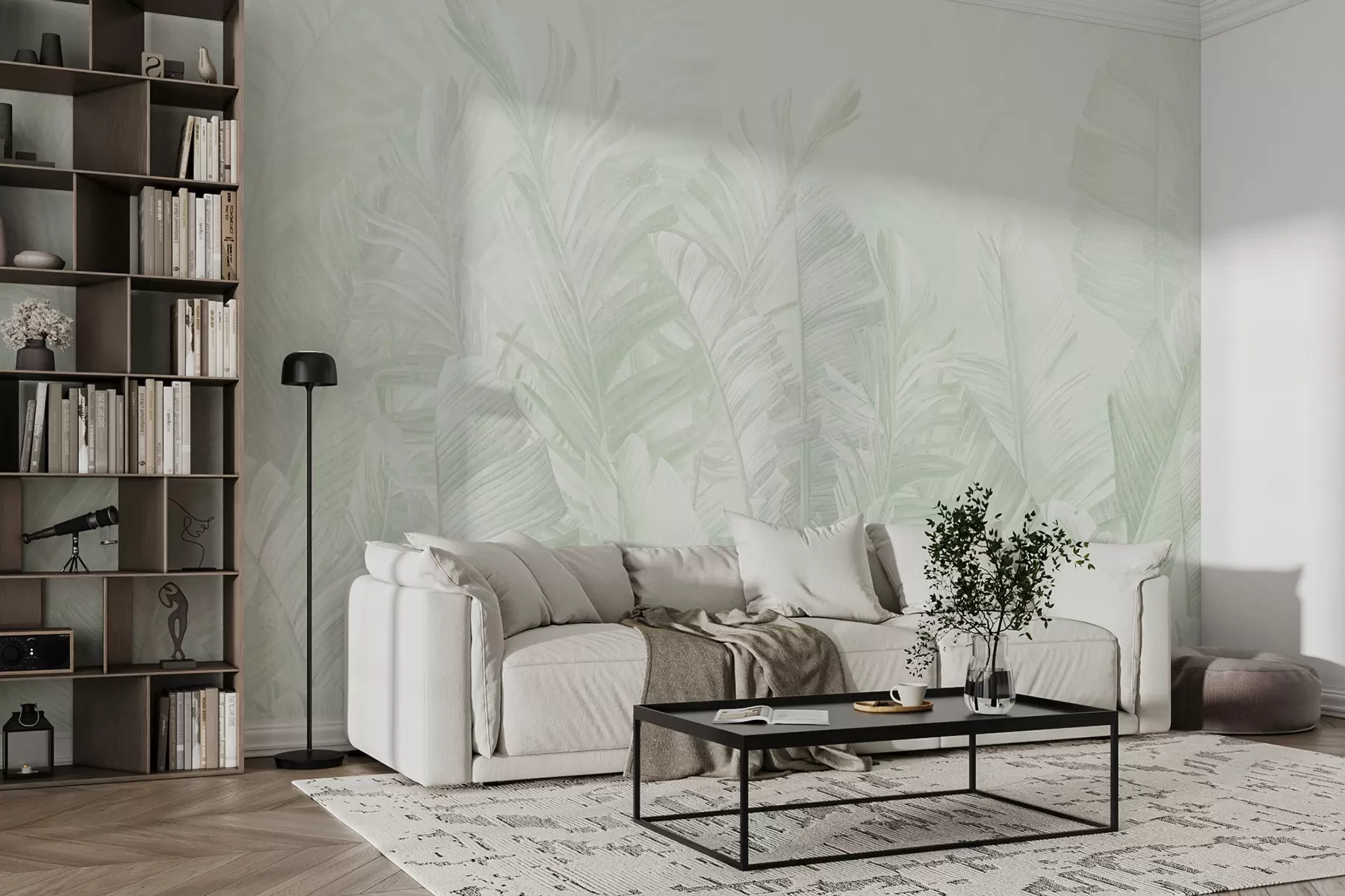 murales de pared Hojas de moda en verdes tropicales u98951v4
