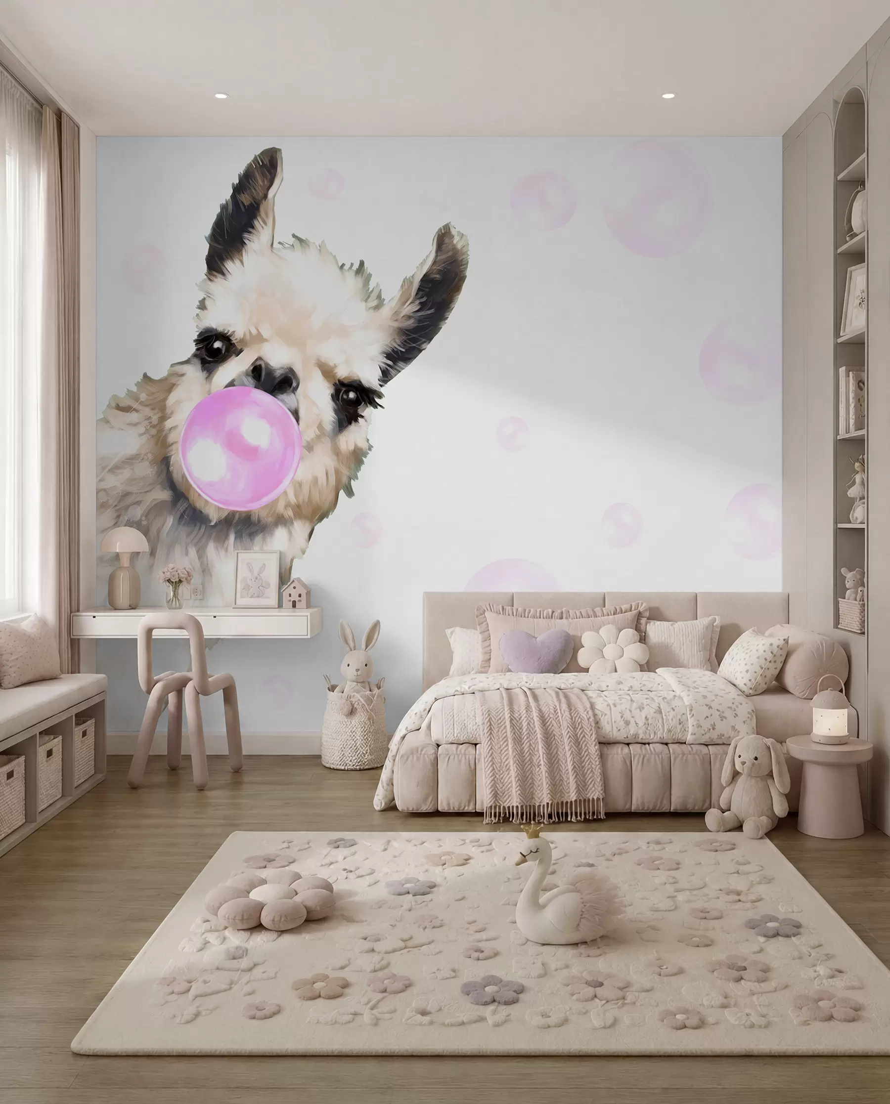 murales de pared Llama con pompa de chicle u98952