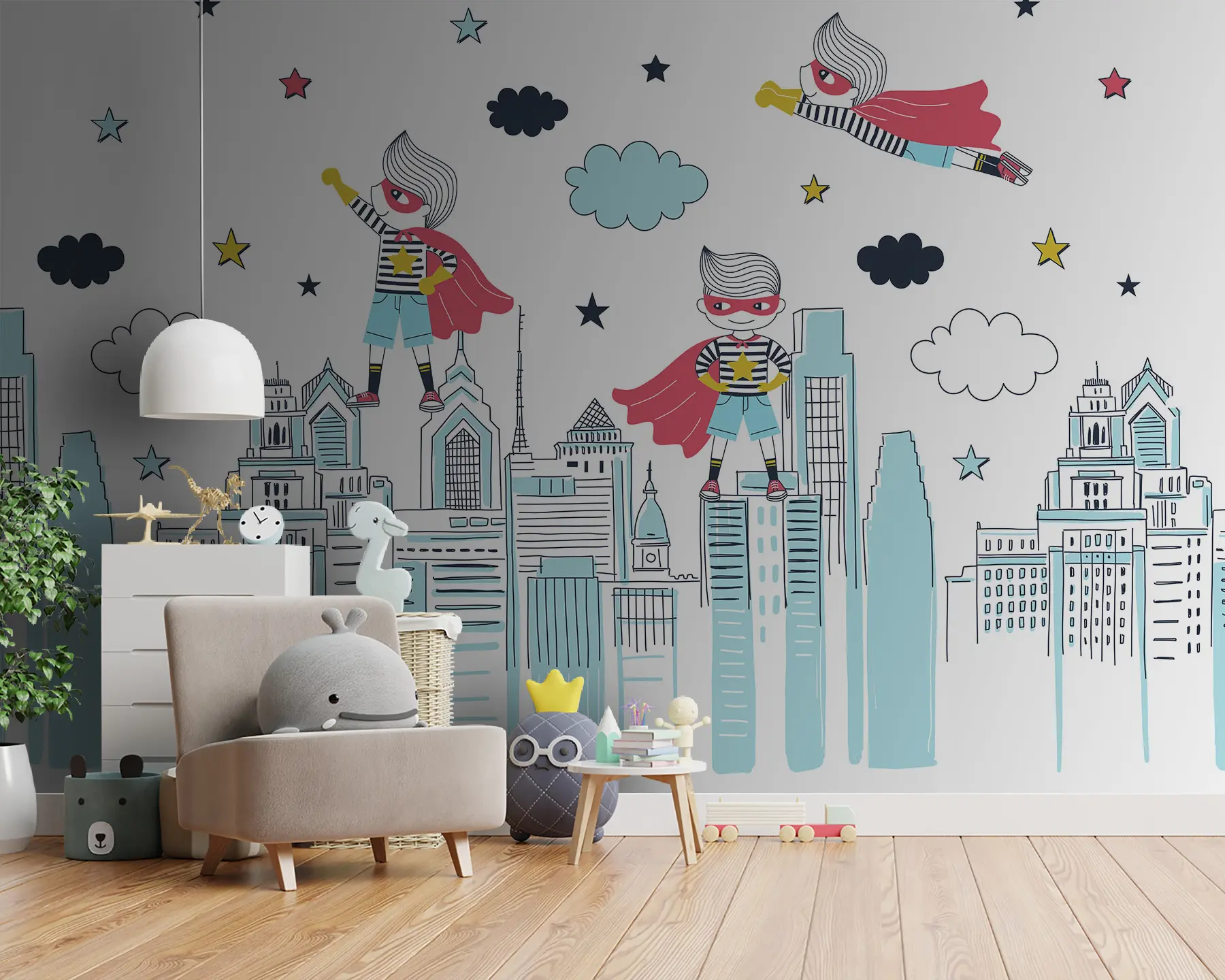 murales de pared Superhéroes en la ciudad u98819