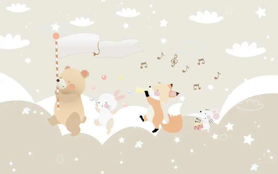 murales de pared Diseño de papel pintado para habitación infantil con simpáticos animales en tonos rosas u98969