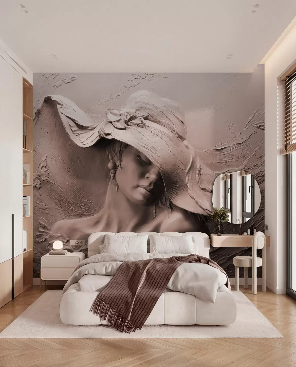 murales de pared Mujer con sombrero 3D u62592v1