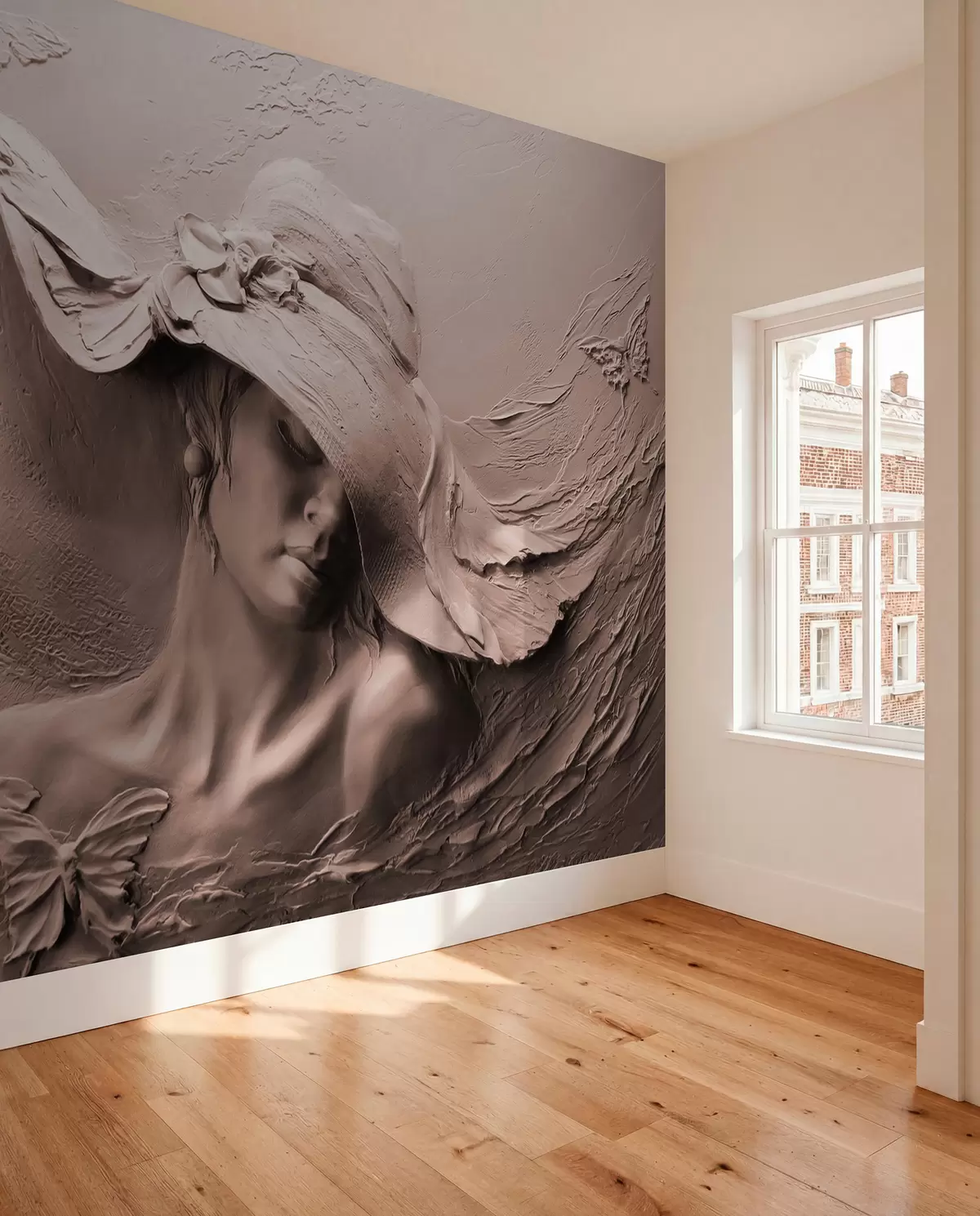 murales de pared Mujer con sombrero 3D u62592v1