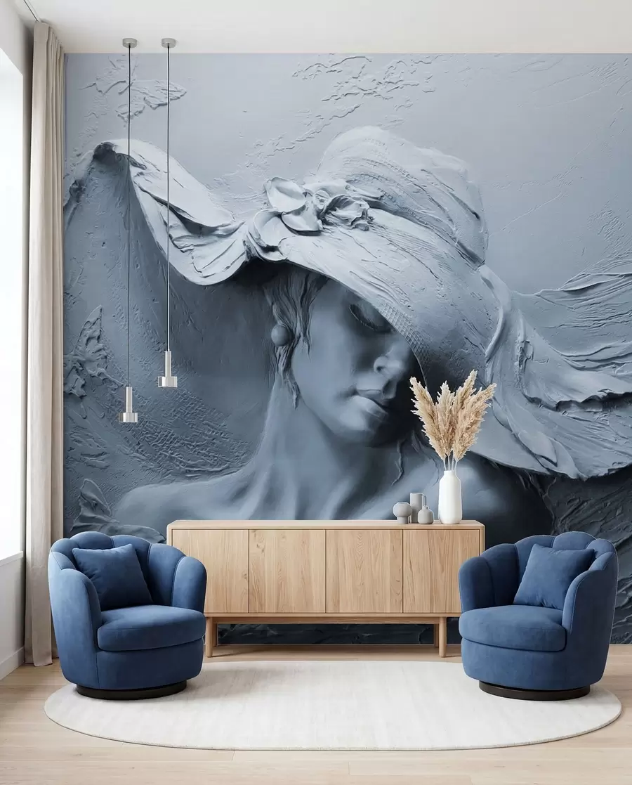 murales de pared Dama esculpida en azul u62592v2