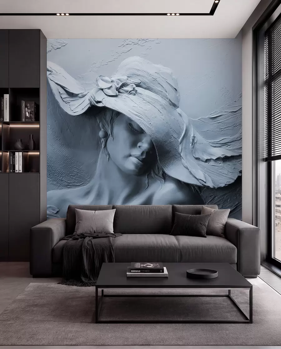 murales de pared Dama esculpida en azul u62592v2