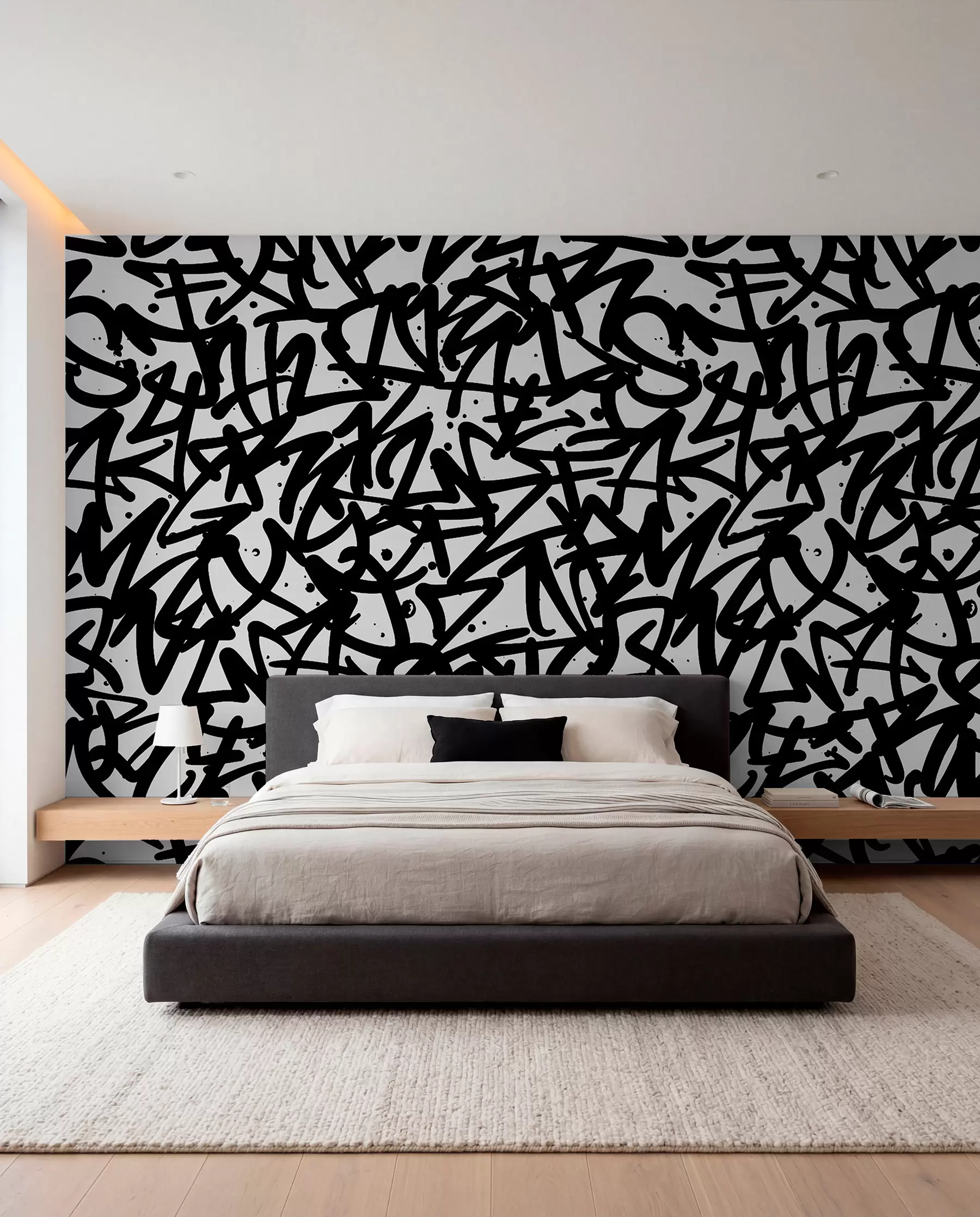 murales de pared Caligrafía de grafiti negro u99087v3