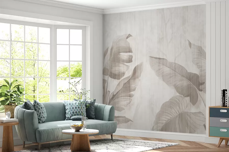 murales de pared Hojas tropicales en estilo grunge u00299d1