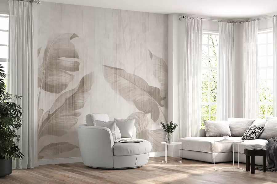 murales de pared Hojas tropicales en estilo grunge u00299d1