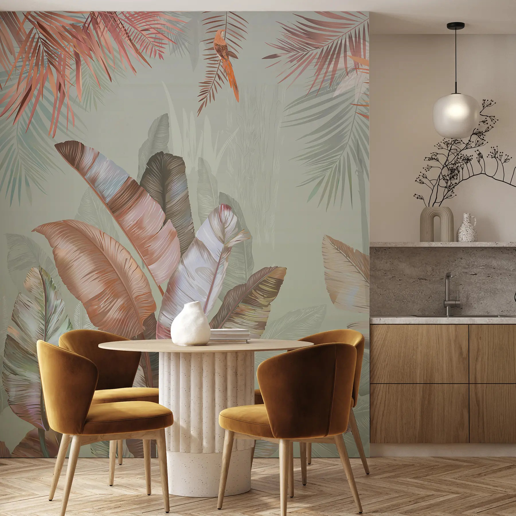 murales de pared Trópicos dorados en coral I u50468v1d1