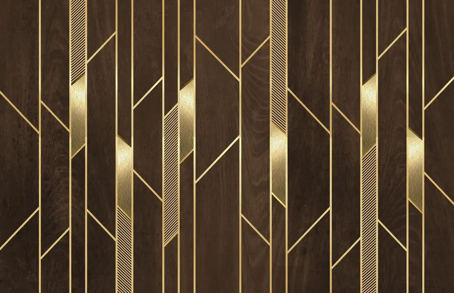 murales de pared Paneles clásicos de madera con inserciones decorativas metálicas u99386